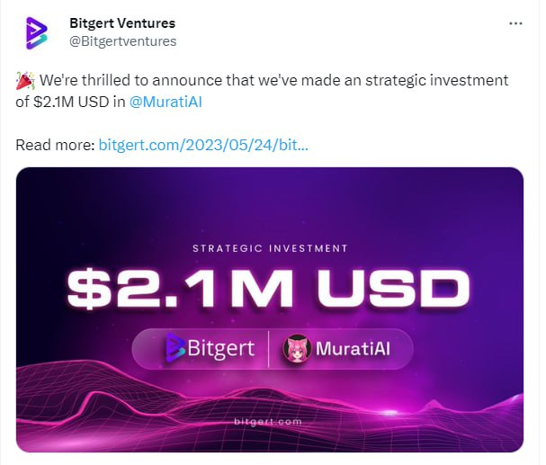 Bitgert Ventures will invest $2.1M USD IN MURATIAI
